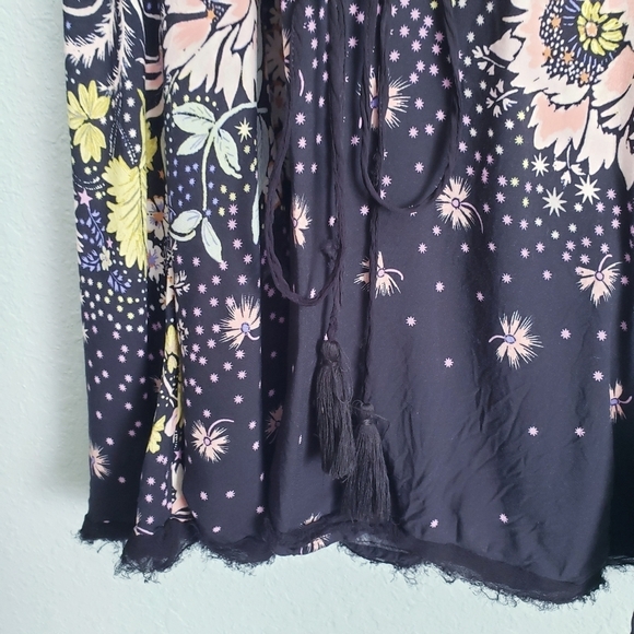 Intimately Free People Black Floral Raw Hem Slip - Picture 7 of 8